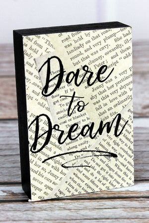 'Dare To Dream' Wood Mini Block Sign