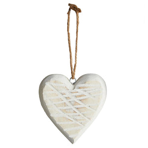 White Wood Heart with Hanger