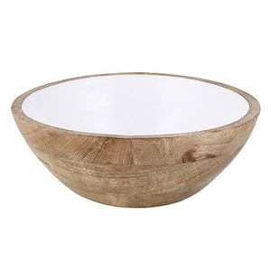 Wooden White Enamel Bowl