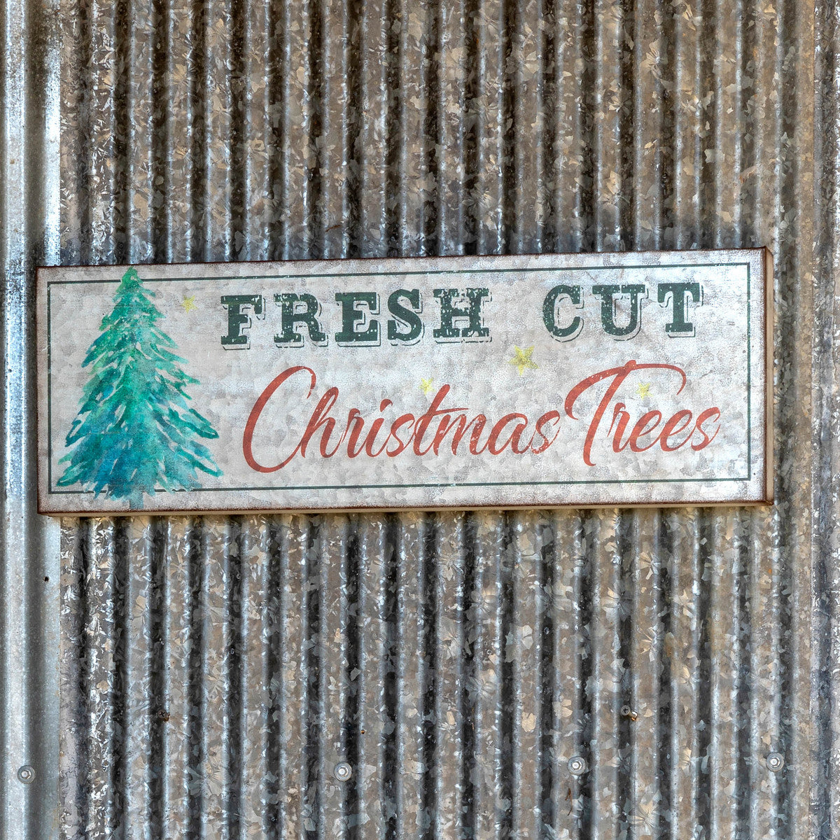Metal Fresh Cut Christmas Tree Sign Beautiful Journey