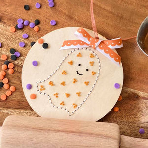 Fall & Halloween Floral Ghost Ornament Embroidery DIY Kit