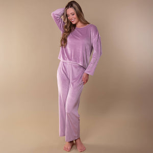Lavender Luxe Lounge Pajama Pants | Velour PJs With Pockets