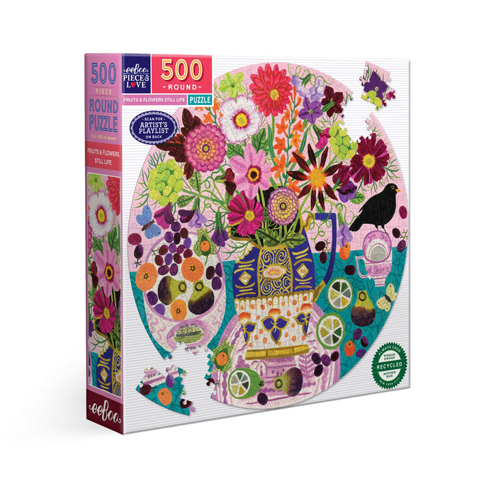 Fruits & Flowers Still Life 500 Piece Round Puzzle