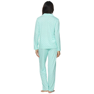 Jessie Stretch Jersey Long Sleeve & Pants PJ Set - Island