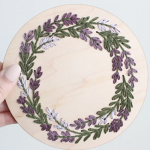 Lavender Wreath - DIY Wood Embroidery Kit