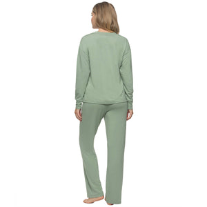 Aria French Terry L/S Crew & Pant Lounge Set - Iceberg Green