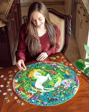 Unicorn Garden 500 Piece Round Puzzle