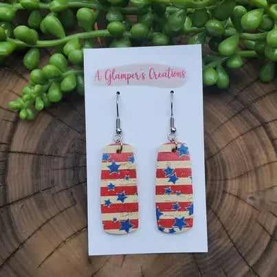 4th of July Leather Earrings