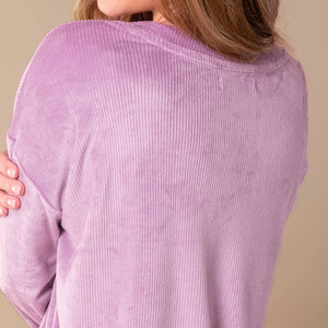Lavender Luxe Lounge Pajama Top | Long-Sleeve Velour PJs