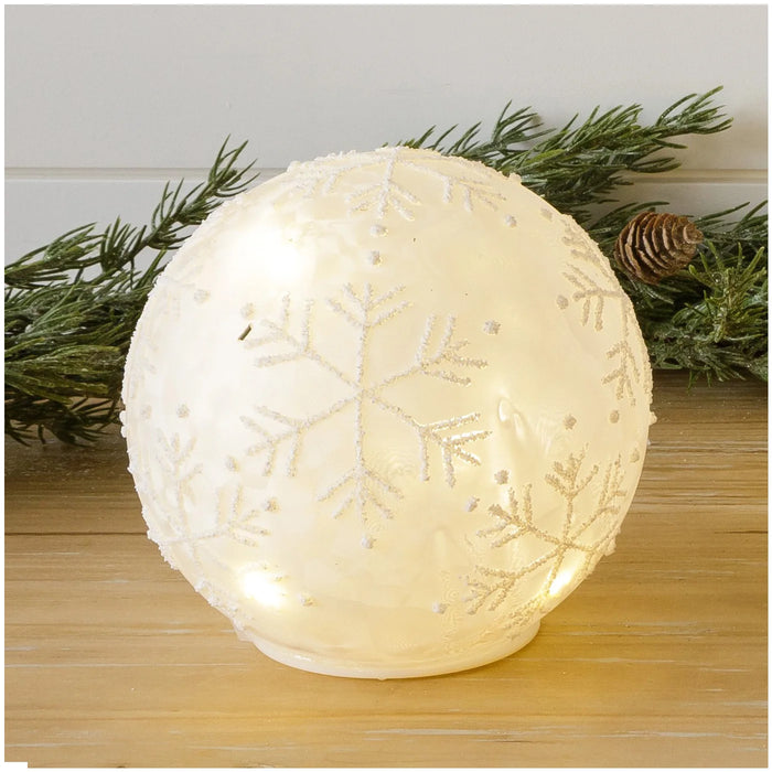 Lit Glass Ball - Snowflakes