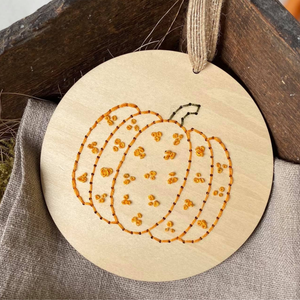 Fall & Halloween Floral Pumpkin Ornament Embroidery DIY Kit