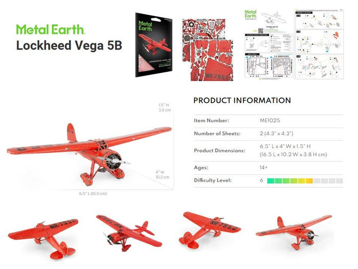 Metal Earth Lockheed Vega 5B  Metal Earth Plane
