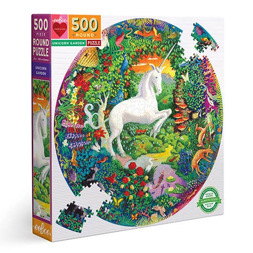 Unicorn Garden 500 Piece Round Puzzle