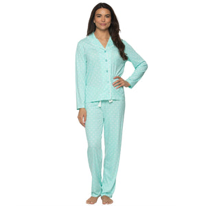 Jessie Stretch Jersey Long Sleeve & Pants PJ Set - Island