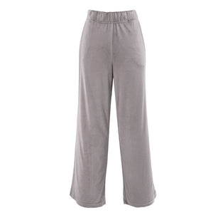 Soft Grey Luxe Lounge Pajama Pants | Velour PJs With Pockets