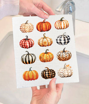 Autumn Pumpkins Swedish Dishcloth