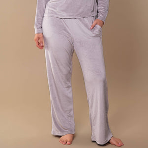 Soft Grey Luxe Lounge Pajama Pants | Velour PJs With Pockets