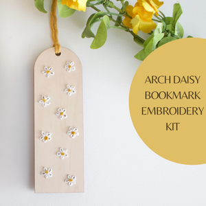 Arched Daisy Floral Bookmark DIY Wood Embroidery Kit