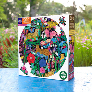 Jaguars and Butterflies 500 Piece Round Puzzle