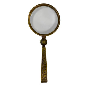 Antiqued Brass Magnifying Glass with Folding Handle