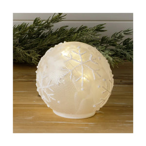 Lit Glass Ball - Snowflakes