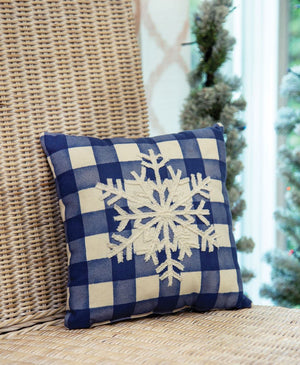 Mini Blue Plaid Snowflake Pillow