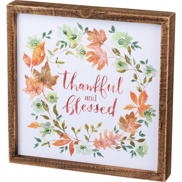 Inset Box Sign - Thankful And Blessed
