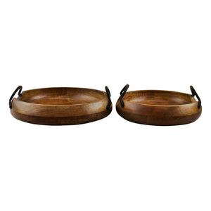 Mango Wood Bowls With Metal Handlesk
