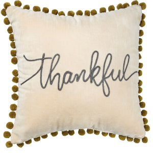 Pillow- Thankful with Poms