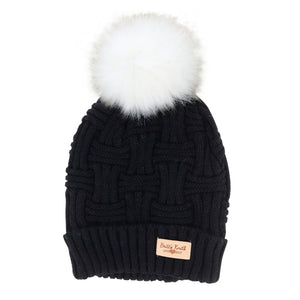 Plush Lined Hat With Pom
