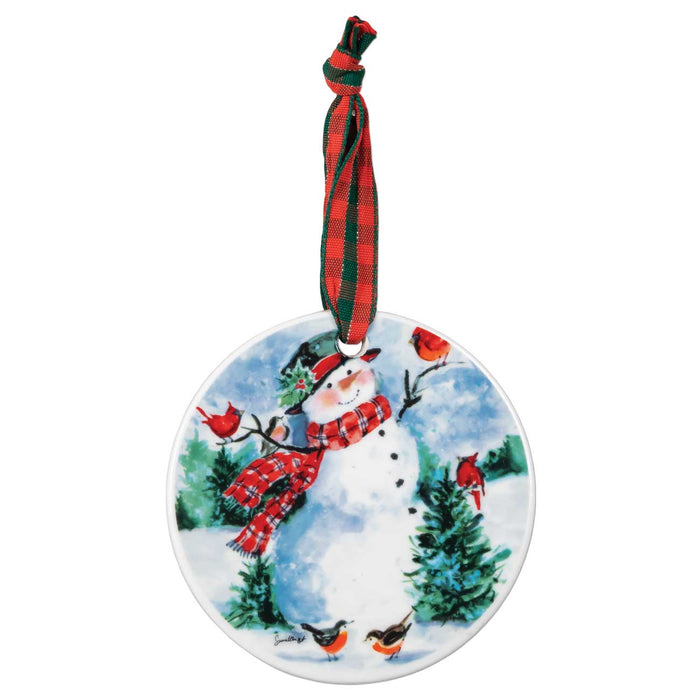 Friendly Snowman Porcelain Ornament