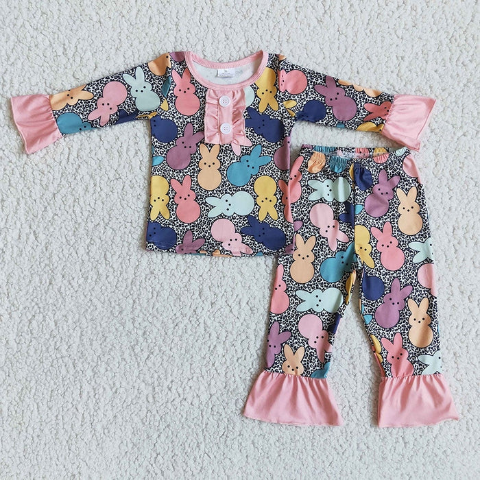 Girls Bunny 2 Piece Pajama Set