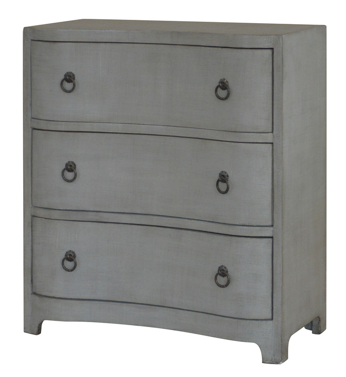 3 Curved Drawer Brushed Grey Linen Finish Chest (Local Pickup Only)