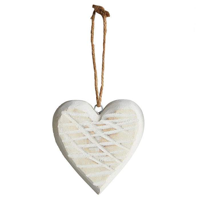 White Wood Heart with Hanger