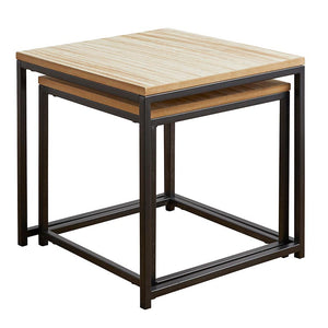 Iron and Wood Side Tables Set of 2 (Pickup Only)