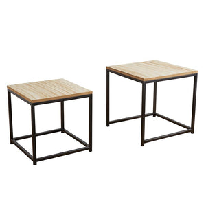 Iron and Wood Side Tables Set of 2 (Pickup Only)