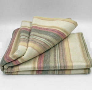 Baby Alpaca Wool Throw Blanket - Cream/Red/Yellow/Brown