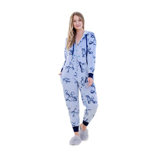 Zip Up Light Blue Poodle Onesie