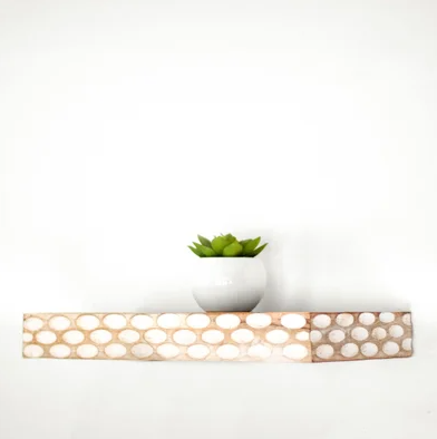 Carved Wood Dot Pattern Floating Shelf
