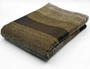 Baby Alpaca Wool Throw Blanket - Striped Dark Brown