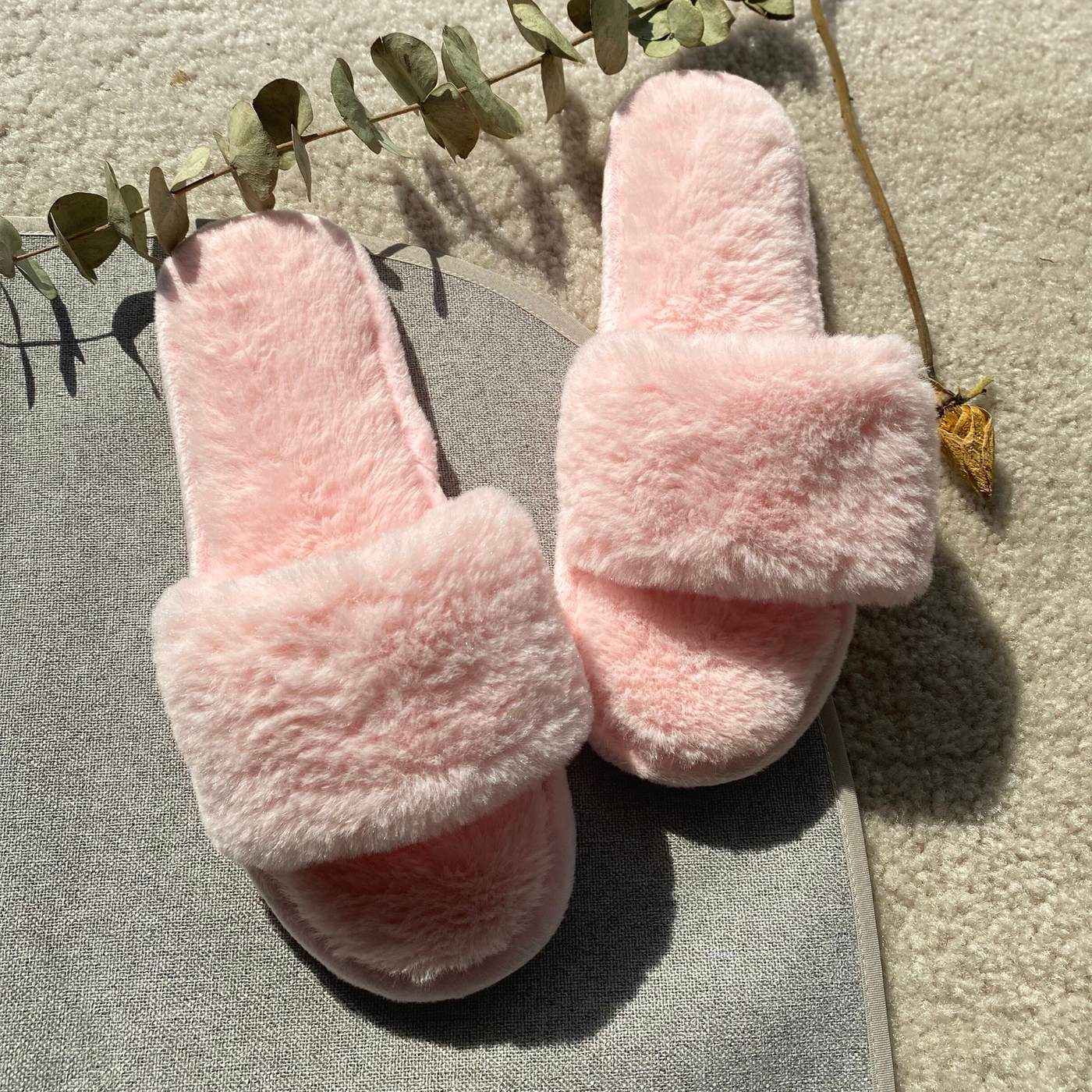 Pink Plush Slippers