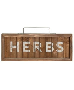 Herbs Slatted Wood Sign w/Handle