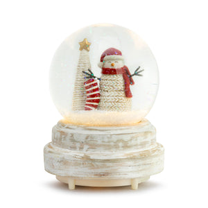 Lit Textured Snowman Snow Globe