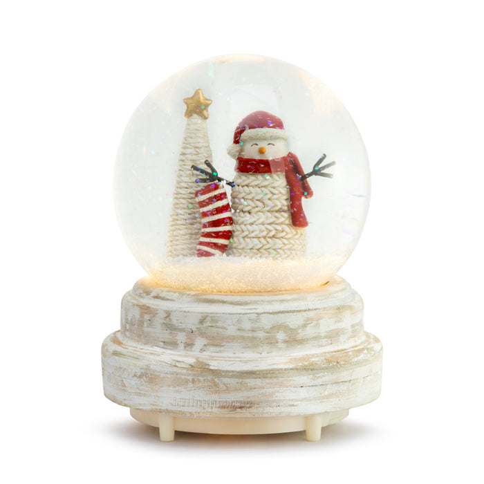 Lit Textured Snowman Snow Globe